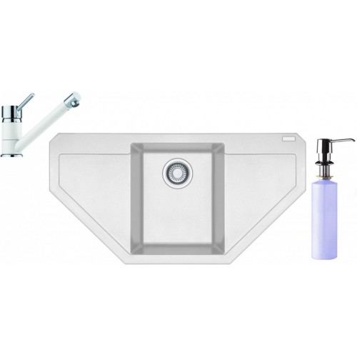 Franke SET G87 granitový dřez MRG 612 E bílá led+baterie FC 7477 bílá+dávkovač FD 300