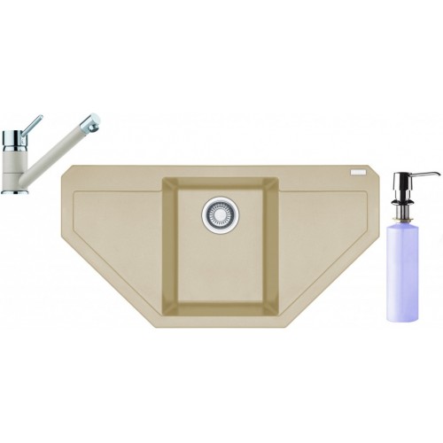 Franke SET G87 granitový dřez MRG 612 E sahara+baterie FC 7477 sahara+dávkovač FD 300