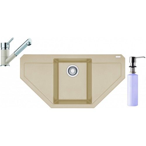 Franke SET G88 granitový dřez MRG 612 E sahara+baterie FC 7486+dávkovač FD 300