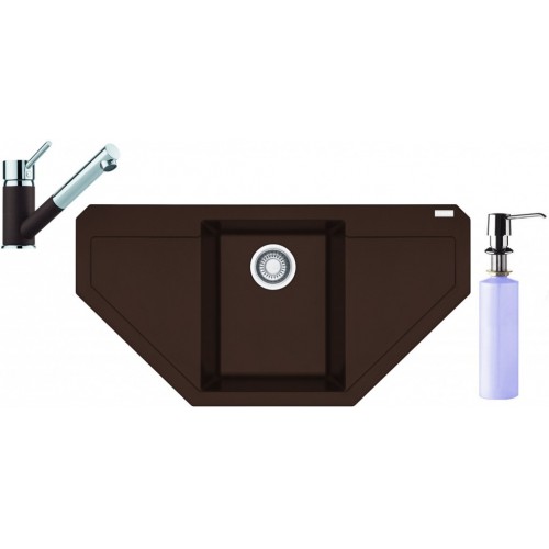 Franke SET G88 granitový dřez MRG 612 E tmavě hnědá+baterie FC 7486 +dávkovač FD 300
