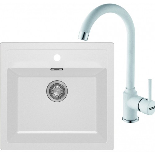 Franke SET T25 tectonitový dřez SID 610 bílý + baterie FP 9400 bílá 114.0366.028