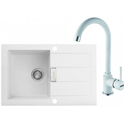 Franke SET T26 tectonitový dřez SID 611-78 bílý + baterie FP 9400 bílá 114.0366.031