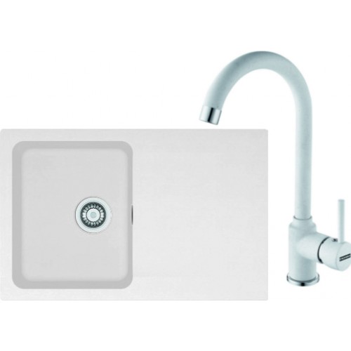 Franke SET T30 tectonitový dřez OID 611-78 bílý + baterie FP 9400 bílá 114.0366.038