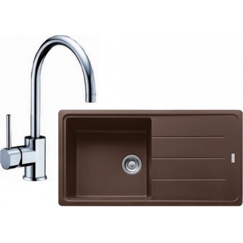 Franke SET G134 granitový dřez BFG 611 tmavě hnědá + baterie FC 650.031 chrom