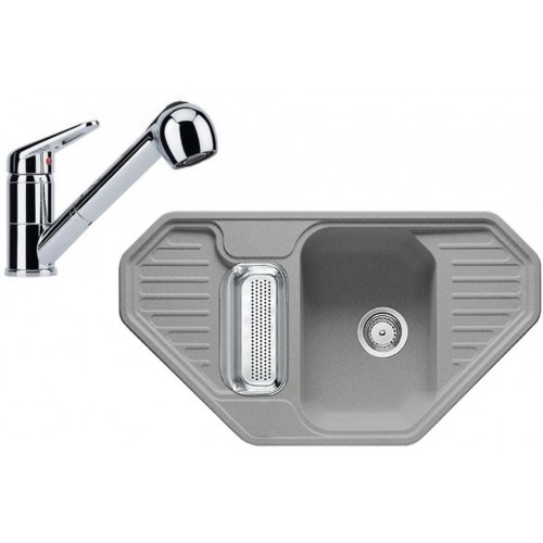 Franke SET G146 granitový dřez EFG 682 E šedý kámen + baterie FC 9547.031 chrom Franke SET G146 granitový dřez EFG 682 E šedý kámen + baterie FC 9547.031 chrom