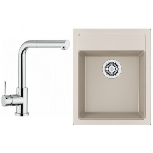 Franke SET T51 tectonitový dřez SID 610-40 kávová + baterie FN 0147.031 chrom