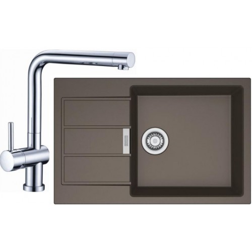 Franke SET T54 tectonitový dřez SID 611-78/45 BB vulcan + baterie Samoa chrom