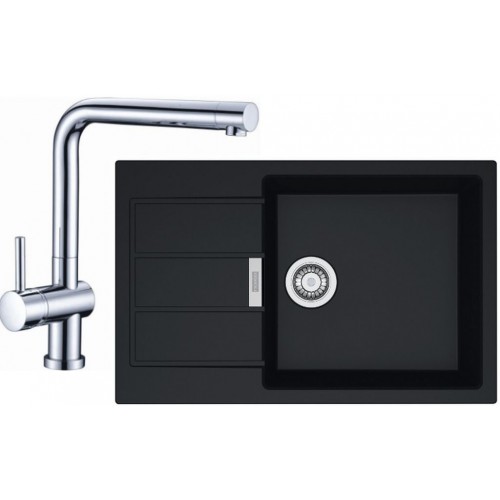 Franke SET T54 tectonitový dřez SID 611-78/45 BB černá + baterie Samoa chrom