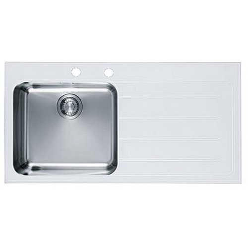 Franke Epos Glass EOV 611/2, 1000x510 mm, nerez+bílé sklo, dřez + sifon 101.0250.482