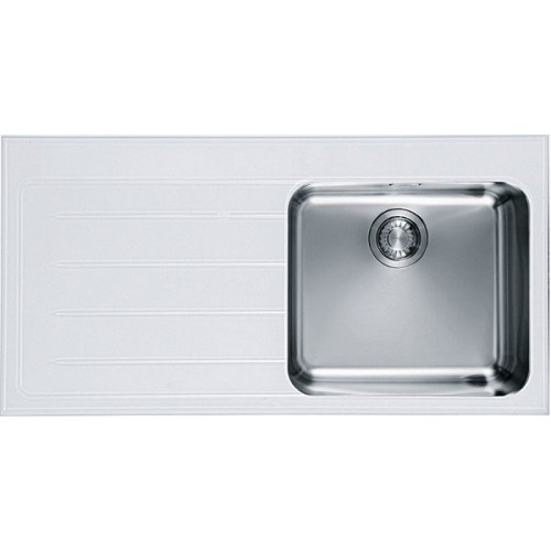 Franke Epos Glass EOV 611/7, 1000x510 mm, nerez+bílé sklo, dřez + sifon 101.0250.484