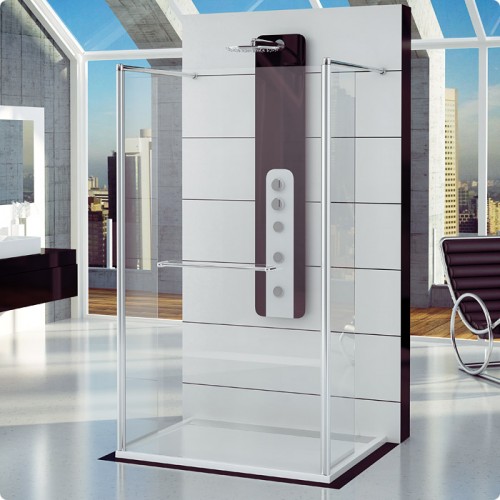 RONAL FUT2 Fun pevná stěna (rovnoběž.) s 2otoč.stěnami 120cm, chrom/Cristal perly FUT212005044