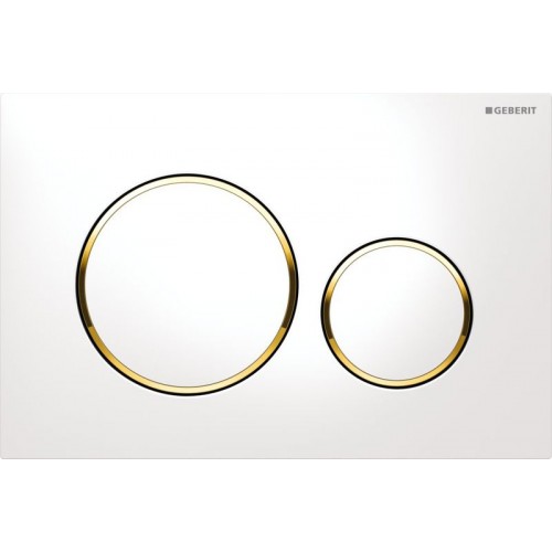 GEBERIT - SIGMA 20 dvojčinné tlačítko, bílá/pozlacená/bílá, plast 115.882.KK.1