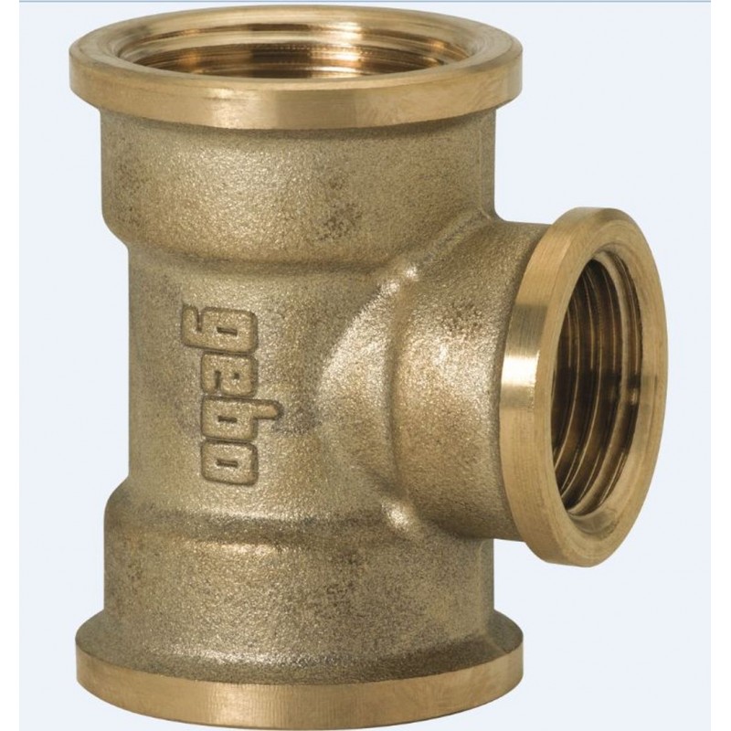 GEBO T-kus 90° redukovany 1\" x 3/4\" x 1\" F x F x F mosaz 130-26BR