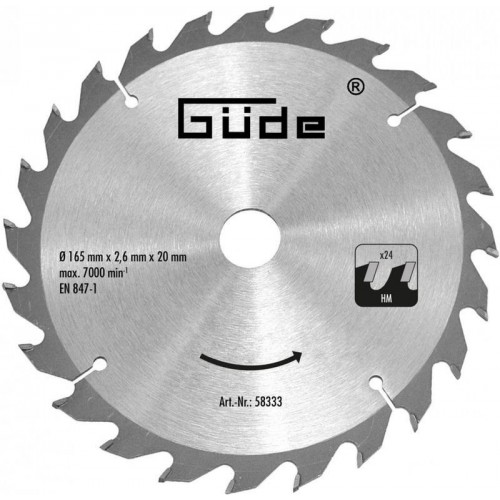 GÜDE Pilový kotouč 165 x 20 mm, 24 z (HM) 58333