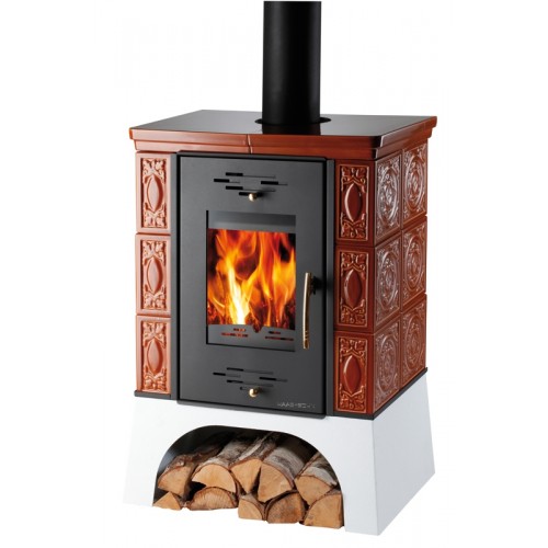 HAAS+SOHN kachlová kamna Empoli černá, kachle karamel 0332215240000