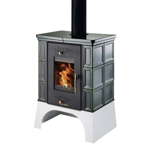 HAAS+SOHN Kachlová kamna Eboli černá, zelená kachle 0332215510000