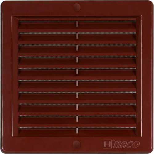 HACO větrací mřížka s rámečkem a síťovinou VM 200x200 H plast, hnědá 0204