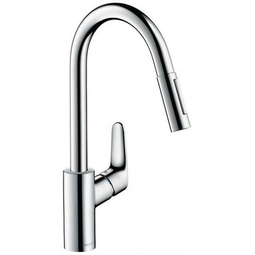 Hansgrohe Focus M41 Páková dřezová baterie 240, s vytahovací sprškou, chrom 31815000