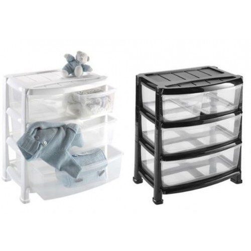 HEIDRUN Regálek se třemi zásuvkami široký černý 1525