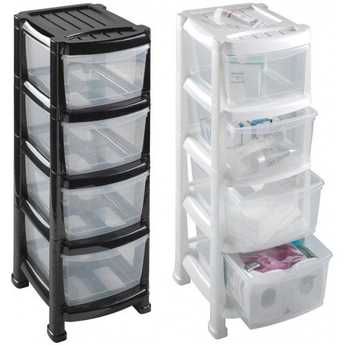 HEIDRUN Regálek se čtyřmi zásuvkami úzký černý 1521