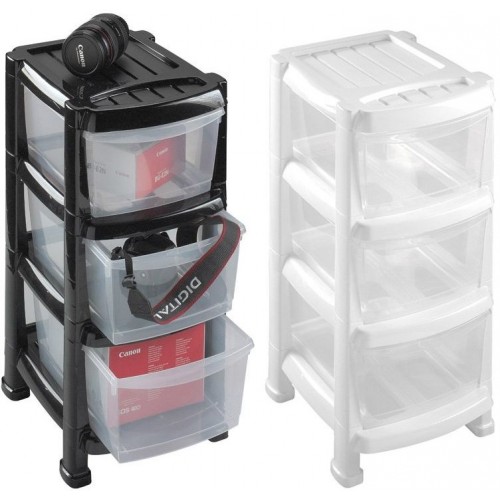 HEIDRUN Regálek se třemi zásuvkami úzký černý 1520