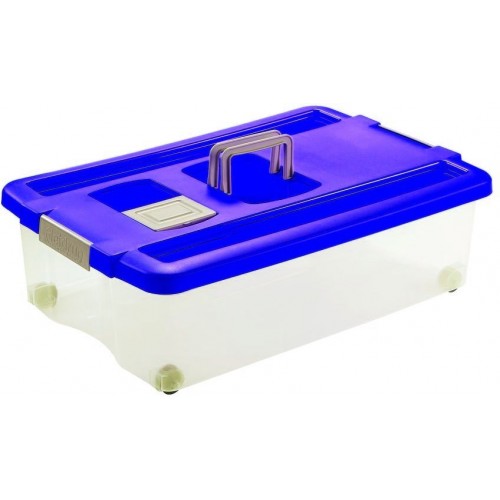 HEIDRUN Box úložný pod postel pojízdný 18 x 60 x 40 cm, modrá 1568