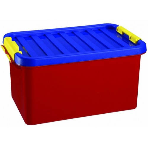 VÝPRODEJ HEIDRUN Box úložný s víkem KIDS, 16 x 34 x 23 cm, 8 l, modrá/červená/žlutá, 1602/K BEZ VÍKA