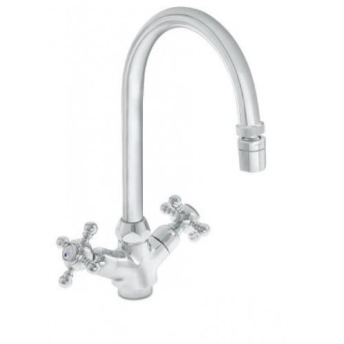 HERZ Stil dřezová směšovací baterie, "J" výtok, rohové ventily UH07159