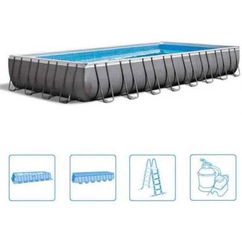 INTEX ULTRA FRAME RECTANGULAR POOL 9,75 x 4,88 x 1,32 m ( + Písková filtrace se systémem slané vody 10 m3/h ) 26376NP