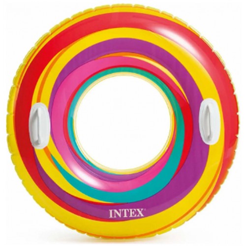 INTEX Nafukovací kruh s úchyty 91 cm, žlutý 59256NP