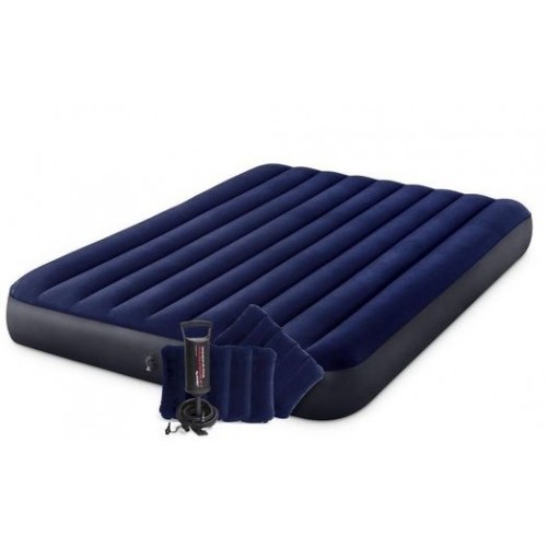 INTEX CLASSIC DOWNY AIRBED QUEEN Nafukovací postel 152 x 203 cm s pumpou a 2x polštářky 64765