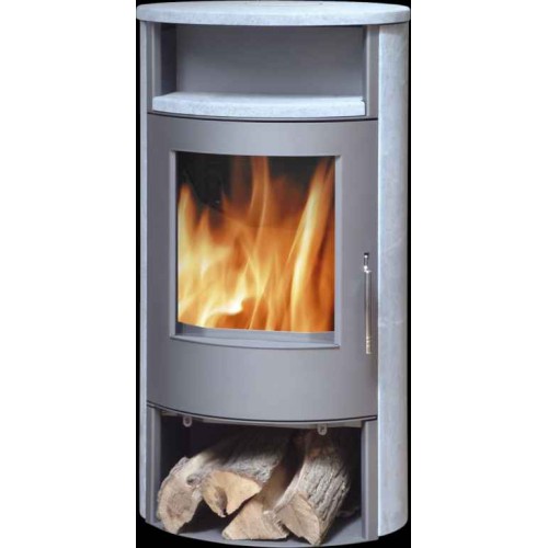 ABX Island 7 Aqua, krbová kamna na dřevo s teplov. vým.,černý plech+cream,vč. h. desky