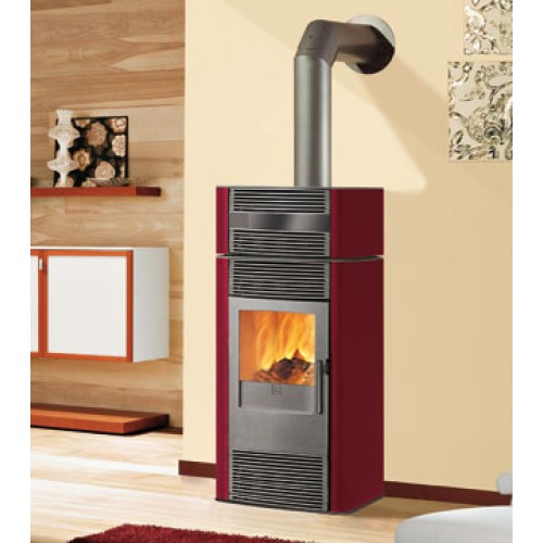 EDILKAMIN JAZZ teplovzdušná krbová kamna na dřevo s ohřívačem pokrmů, bordó 641810