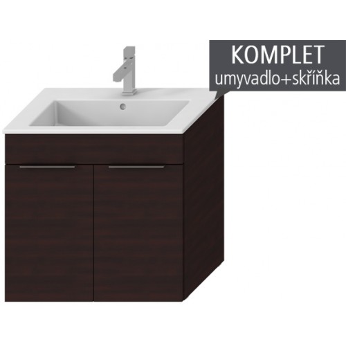 Jika CUBE Skříňka s umyvadlem 65x43cm, s 2 dveřmi, tmavý dub H4536011763021 Jika CUBE Skříňka s umyvadlem 65x43cm, s 2 dveřmi, tmavý dub H4536011763021