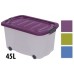 KAISERHOFF Úložný box pojízdný, 59,5 x 39,5 x 33 cm, 45 l plastový s klip víkem, fialová KO-928198fial