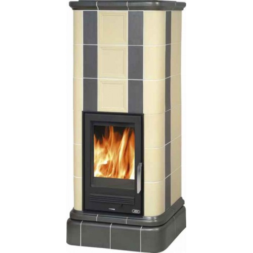 Kaledonie color K 3009, kachlová kamna, šedá/písková, teplovodní