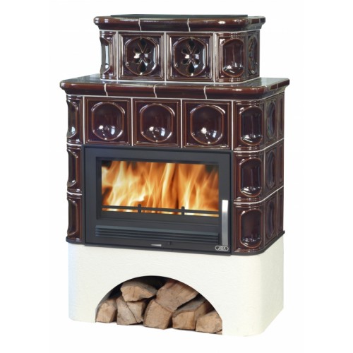 ABX Karelie TV výměník 7 kW, Kachlová kamna na dřevo s plech. vložkou, hnědá