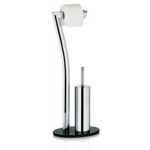 KELA Toaletní WC sada SEVEN, vysoce kvalitní ocel, lesklá, černé sklo KL-21882