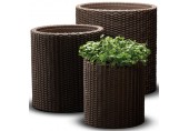 KETER S+M+L CYLINDER Sada květináčů 3ks, ratan, hnědá 17197934