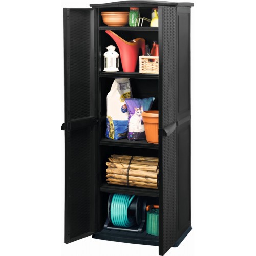 VÝPRODEJ KETER RATTAN STYLE TALL Shed Úložná skříň, antracit 17190092 POŠKOZENÉ