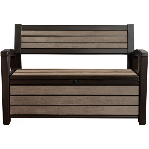 VÝPRODEJ KETER HUDSON STORAGE BENCH 227L Úložná lavice 132,7 x 61,2 x 89 cm, hnědá 17204490 POŠKOZENÝ OBAL, ŠPINAVÝ SEDACÍ DÍL!!