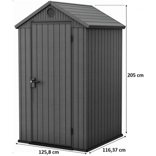 KETER DARWIN 4 x 4 zahradní domek, 125,8 x 116,37 x 205 cm, šedý 17212741