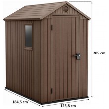 KETER DARWIN 4 x 6 zahradní domek, 125,8 x 184,5 x 205 cm, hnědý 17209417