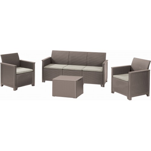 KETER ELODIE 3 SEATER Set zahradní s úložným stolem, cappuccino/béžová 17212057