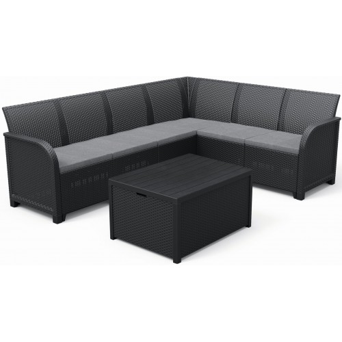 KETER ROSALIE 6 SEATER CORNER Set zahradní s úložným stolem, grafit/šedá 17210762