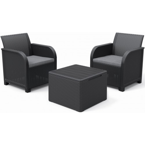 KETER ROSALIE Set balkonový s úložným stolem, grafit/šedá 17212107