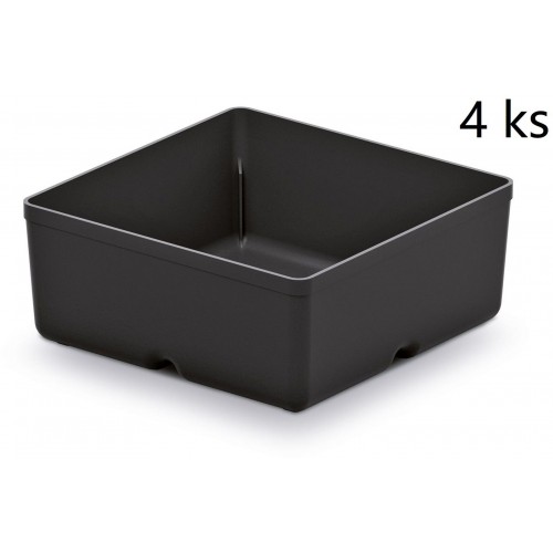 Kistenberg UNITE BOX Sada 4 plastových boxů na nářadí, 11x11x11,2cm, černá KBS1111