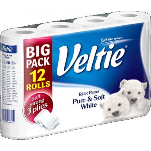 KLEENEX Welcomes Veltie Toaletní papír 12 rolí, 3-vrstvý, bílý 149786 KLEENEX Welcomes Veltie Toaletní papír 12 rolí, 3-vrstvý, bílý 149786