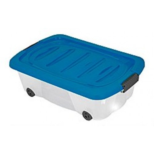KAISERHOFF Pojízdný plastový úložný box, 60 x 38 x 17,5 cm, 24 l, modrá, KO-899487modr