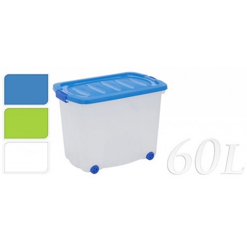 KAISERHOFF Úložný box pojízdný s klip víkem 60 l 60x38x44 cm modrá KO-Y54630120modr